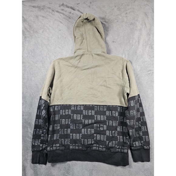 True Religion Hoodie Mens XL Black Green Long Sleeve Logo Colorblock Monogram - Picture 9 of 10